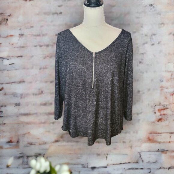 Green Envelope Gray Long Sleeve Zippered Front Pull Over Sweater - Size XXL - Picture 1 of 4